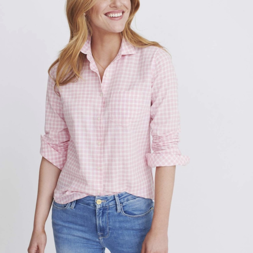 Pink Gingham Button-Down Shirt - Women's Top